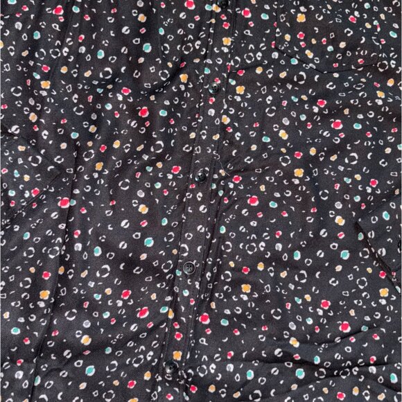 Christopher & Banks Womens Collared Button Front Blouse-Black-Size L-NWT - Picture 2 of 6